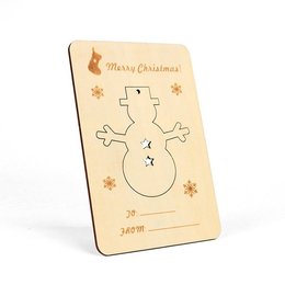 明信片-木製立體明信片-聖誕雪人節慶賀卡-可客製化印刷logo