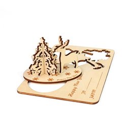 明信片-木製立體明信片-聖誕麋鹿節慶賀卡-可客製化印刷logo