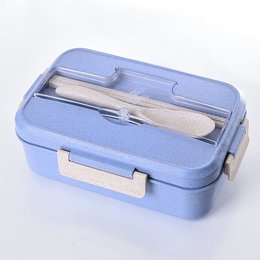單層3格小麥餐盒-附小麥餐具筷勺二件式便攜環保盒-可客製化印刷logo