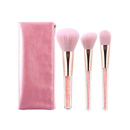 3件組彩妝刷具-皮革化妝包-塑料刷柄