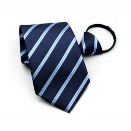 斜條紋丈青色寬版領帶-滌綸材質