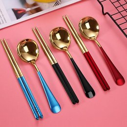 304不鏽鋼餐具2件組-筷.匙-附塑膠收納盒