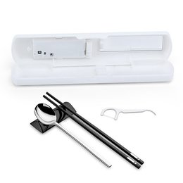 不鏽鋼餐具3件組-筷.匙.筷架-附塑膠收納盒-防疫消毒設計-防疫新生活