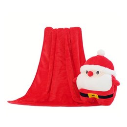 聖誕老人造型拉鍊式毛毯-聖誕節禮品-滌綸200g	