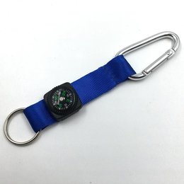 滌綸布條鑰匙圈-金屬登山扣+指南針
