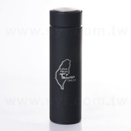 不鏽鋼保溫杯450ml-黑色亞光膠面旋轉式真空保溫杯-客製化商務環保杯