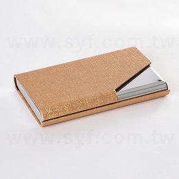 上掀式商務不鏽鋼+PU皮革名片盒