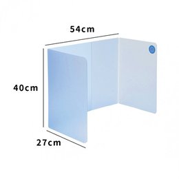 防疫隔板-半透明藍攜帶式用餐隔板(中)-尺寸長54x寬27x高40cm-防疫新生活(現貨)