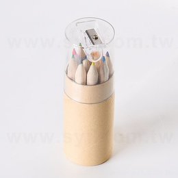 12色短彩色鉛筆-牛皮紙圓筒+削鉛筆器透明蓋