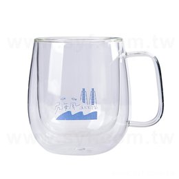 雙層玻璃杯-350ml雙層玻璃杯直徑8x高11cm(手把)-可客製化印刷LOGO(同59VA-0101)