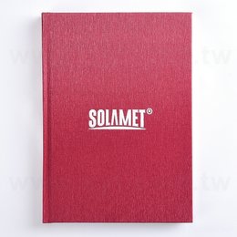 筆記本-尺寸25K紅色柔紋皮精裝硬殼-封面燙印+內頁模造紙-客製化記事本