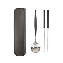 不鏽鋼餐具2件組-筷.匙-附PP塑膠收納盒-靜音卡扣設計
