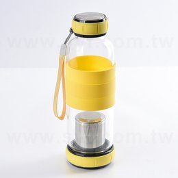 420ml硼矽玻璃-矽膠套玻璃水瓶-附濾茶器.掛繩	