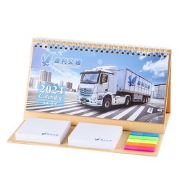 18開客製化23x12.5cm三角桌曆+便條紙+五色標