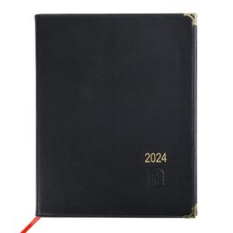 16K皮革烙凹工商日誌-加金屬書角