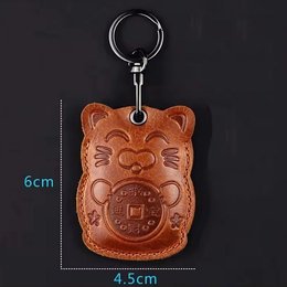 客製復古真皮鑰匙圈-感應磁扣套-門禁卡套