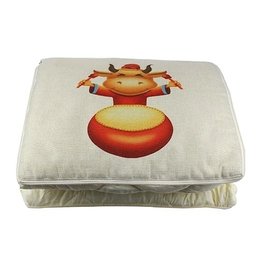 【少量客製】40x40cm麻料抱枕兩用被-客製印刷圖案