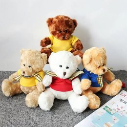 【少量客製】16cm多彩格子絲帶熊毛絨玩具