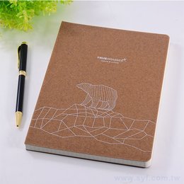 筆記本-尺寸25K裸背穿線精裝-燙印塑膠封面+米道林內頁-客製化記事本