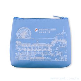零錢包-PU皮料防水拉鍊袋W13.5xH10.5xD2.5cm-單色網版印刷-可印刷logo