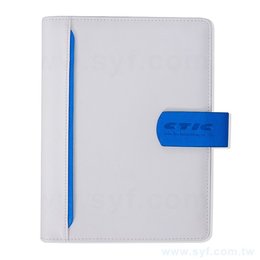 25K素白典雅工商日誌-藍白撞色磁扣活頁筆記本-可訂製內頁及客製化加印LOGO