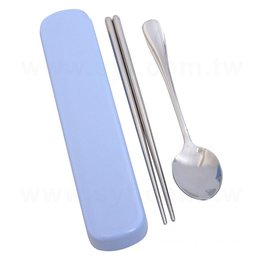 不鏽鋼餐具2件組-筷.匙-附滑蓋PP塑膠收納盒
