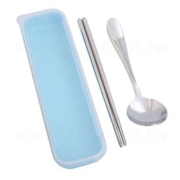 不鏽鋼餐具2件組-筷.匙-附小麥收納盒.透明塑膠蓋