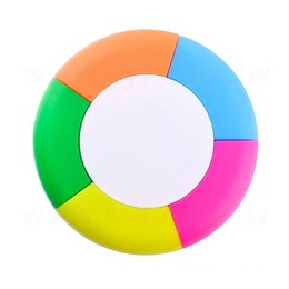圓形造型五色螢光筆廣告筆H-開蓋式螢光筆