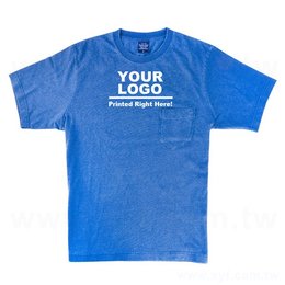 丹寧風短袖半精梳棉圓T-Shirt+口袋-可客製化衣服訂作/印刷企業LOGO或宣傳標語