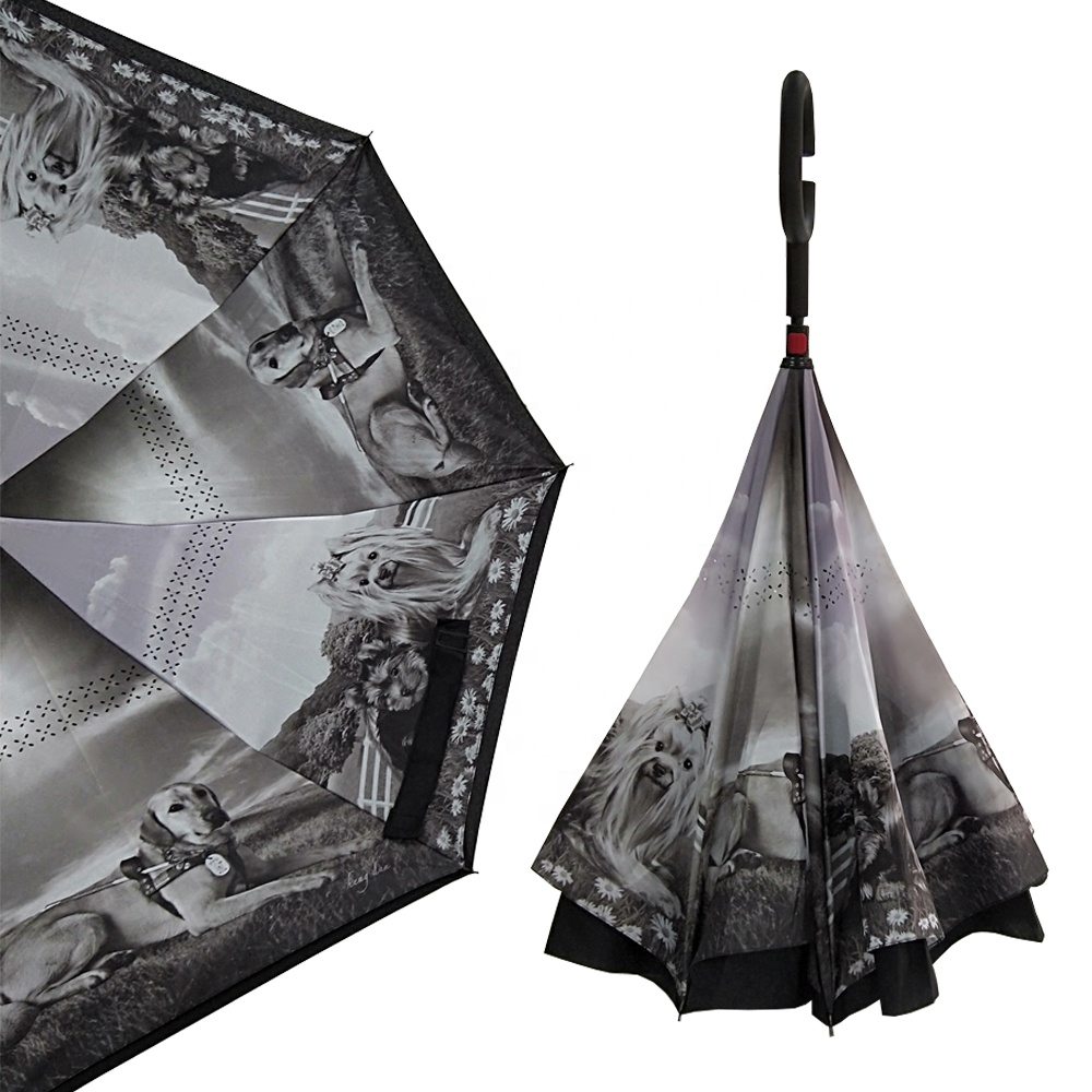 傘徑110cm,190T聚酯纖維/春亞紡,C形橡膠手把,8骨反向傘
