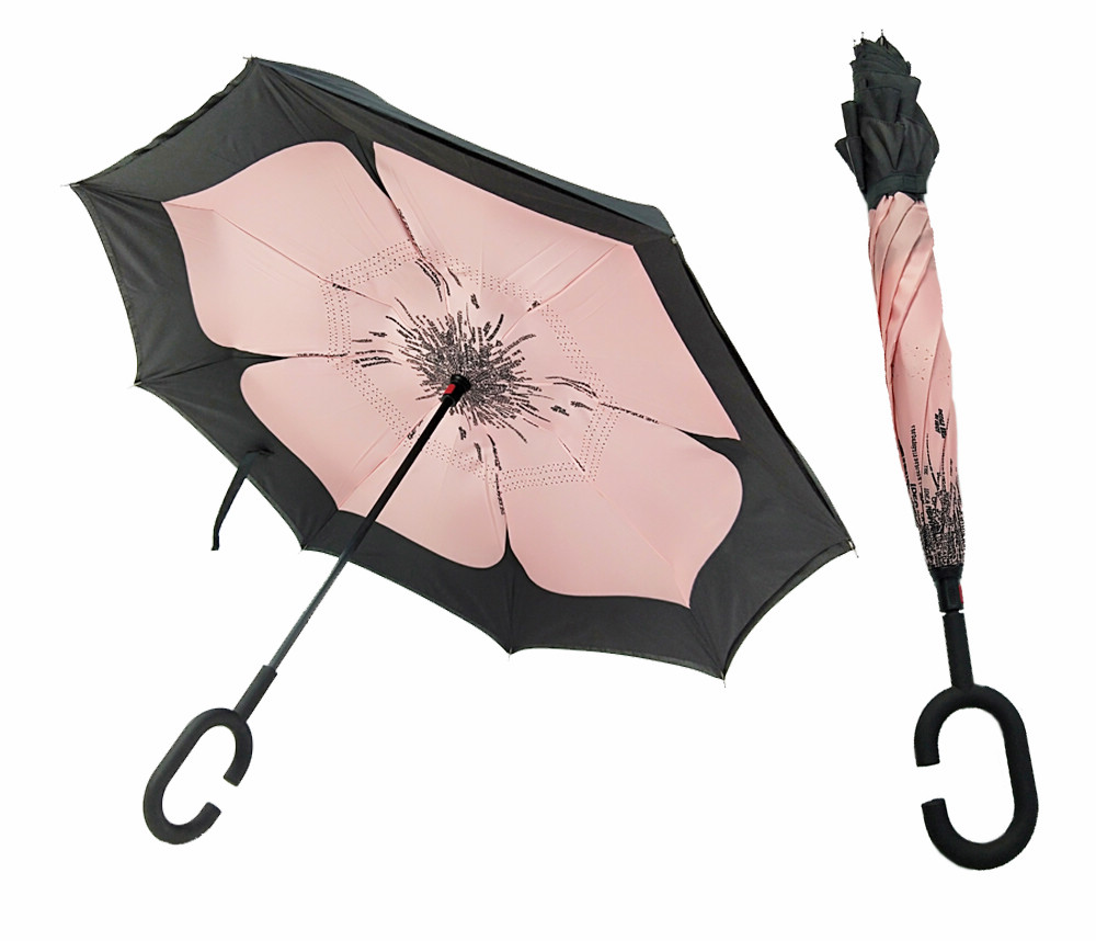 傘徑110cm,190T聚酯纖維/春亞紡,C形塑膠手把,8骨反向傘