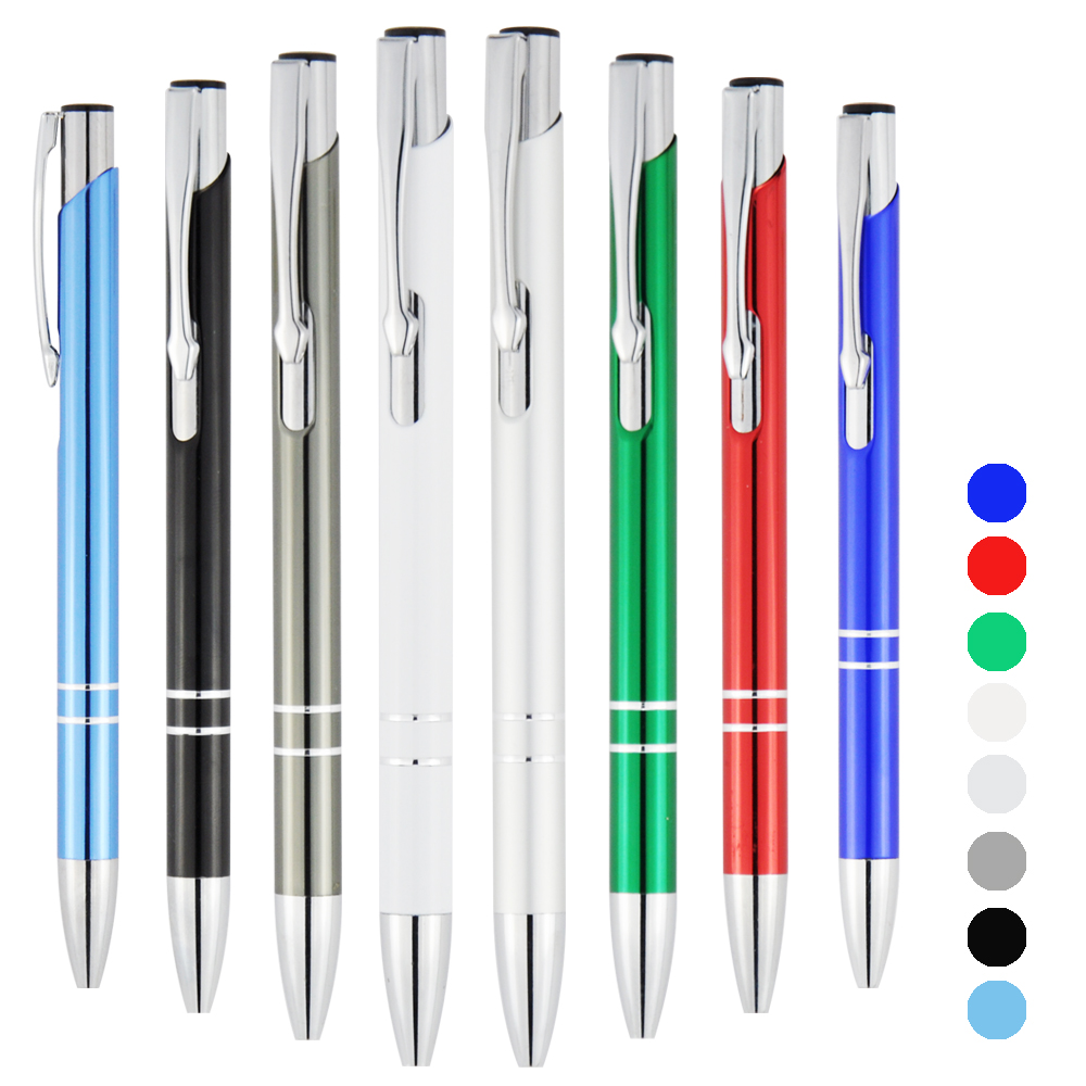 137*9.7mm,14g,藍色/黑色純金屬筆